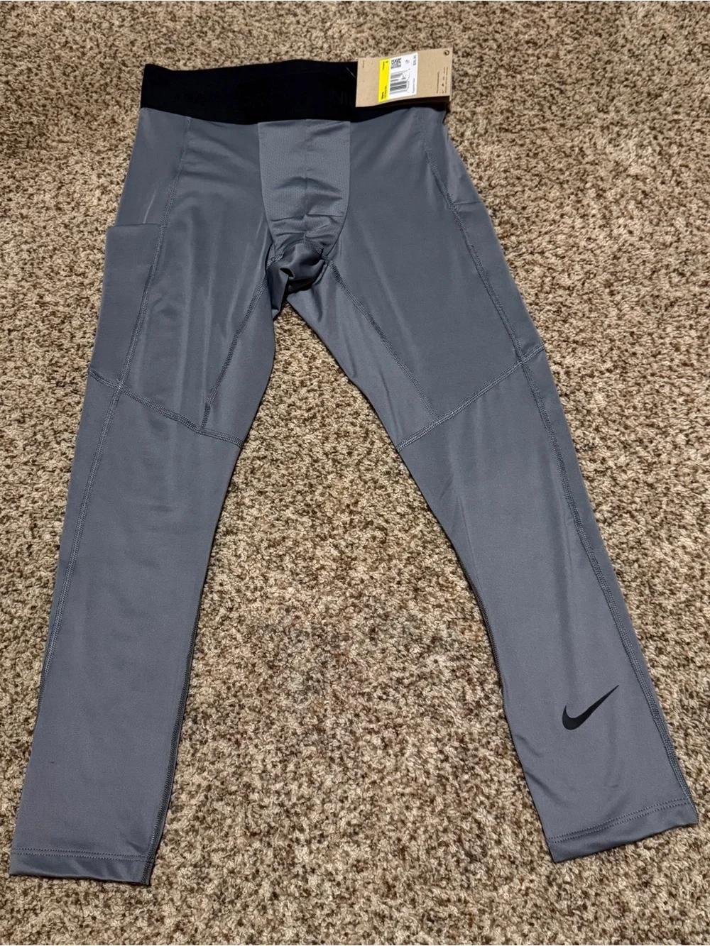 Nike Pro Collection Grey 3/4 Compression Tights Mens S NWT